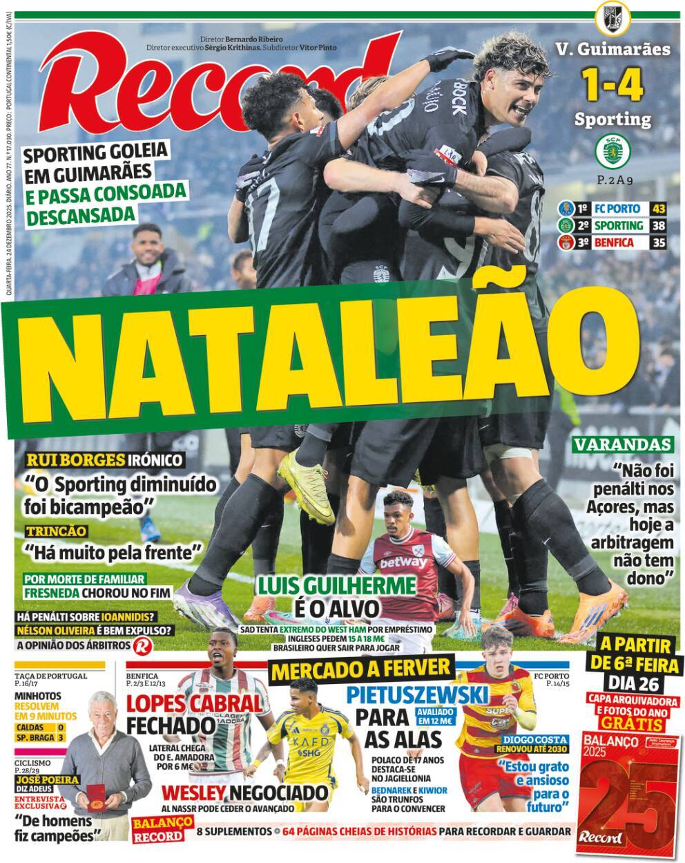 Record: Capa da Edi&ccedil;&atilde;o de quarta-feira, 24 de dezembro 2025