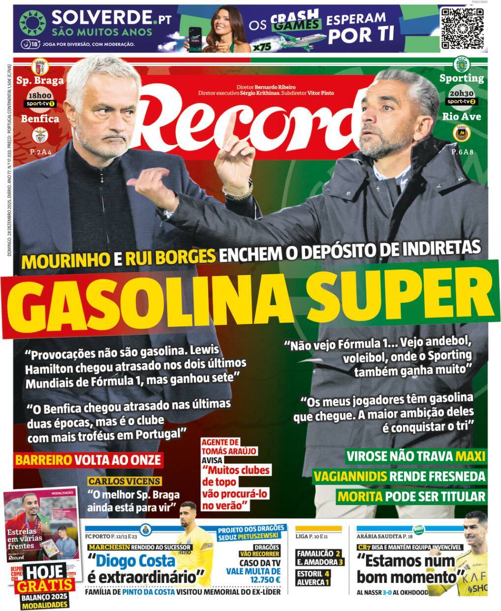 Record: Capa da Edi&ccedil;&atilde;o de domingo, 28 de dezembro 2025