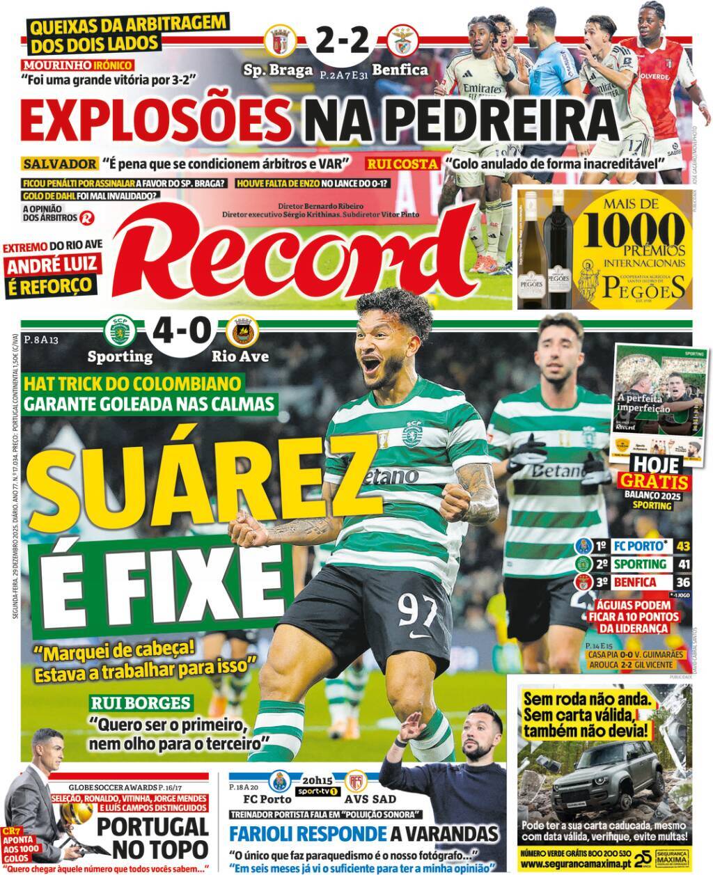 Record: Capa da Edi&ccedil;&atilde;o de segunda-feira, 29 de dezembro 2025