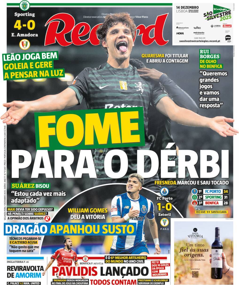 Record: Capa da Edi&ccedil;&atilde;o de segunda-feira, 01 de dezembro 2025