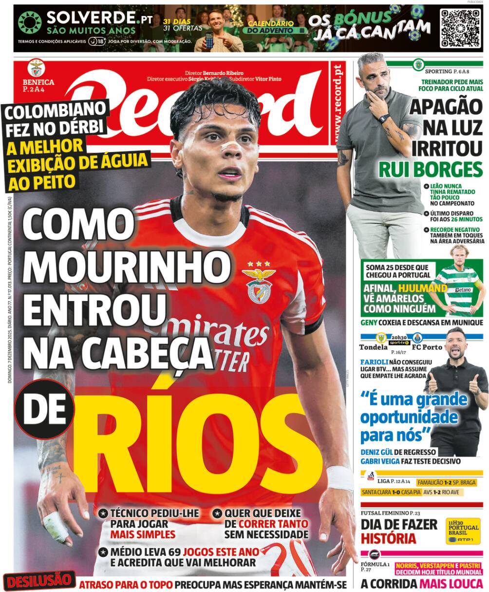Record: Capa da Edi&ccedil;&atilde;o de domingo, 07 de dezembro 2025