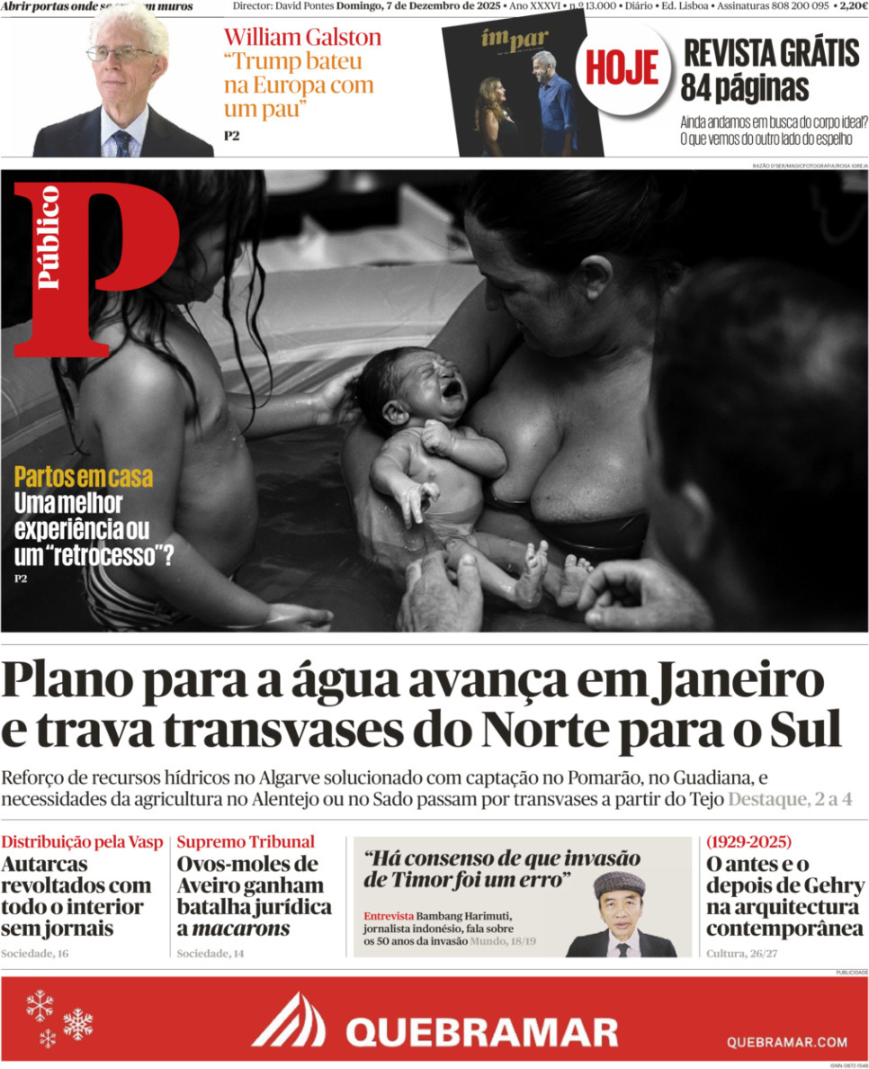 P&uacute;blico: Capa da Edi&ccedil;&atilde;o de domingo, 07 de dezembro 2025