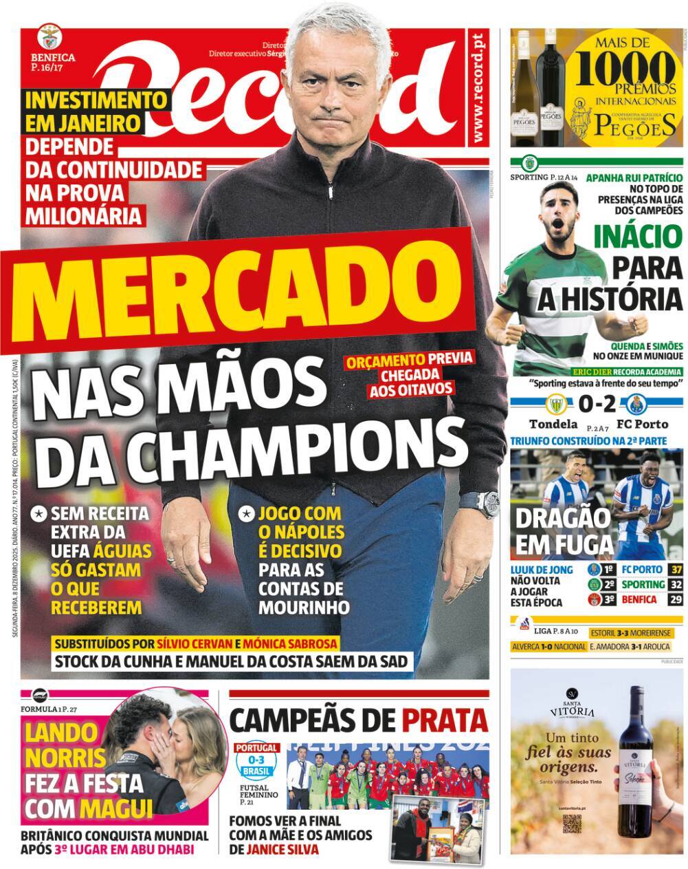 Record: Capa da Edi&ccedil;&atilde;o de segunda-feira, 08 de dezembro 2025