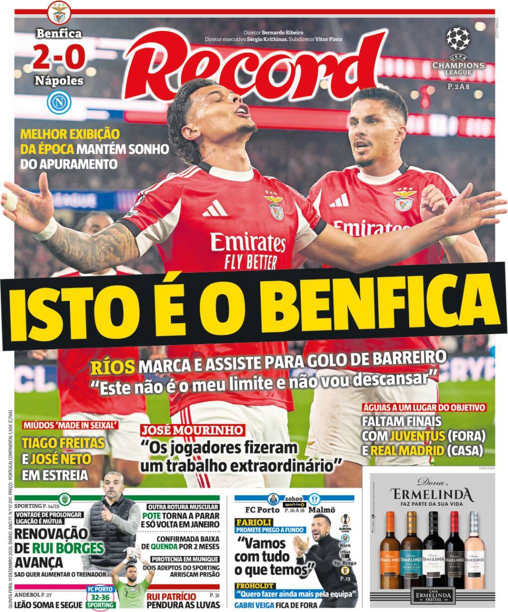 Record: Capa da Edi&ccedil;&atilde;o de quinta-feira, 11 de dezembro 2025