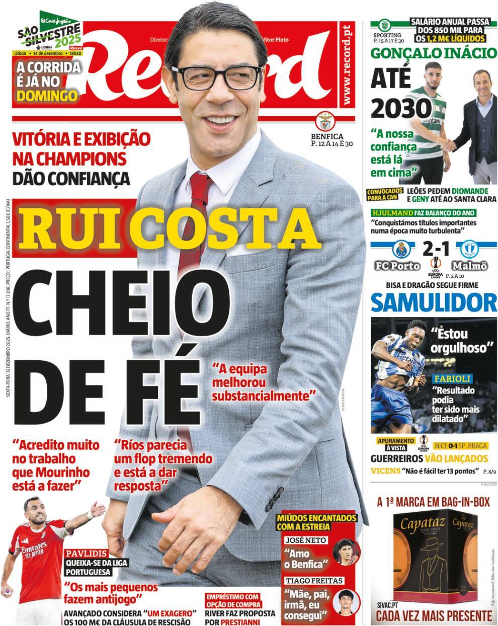 Record: Capa da Edi&ccedil;&atilde;o de sexta-feira, 12 de dezembro 2025