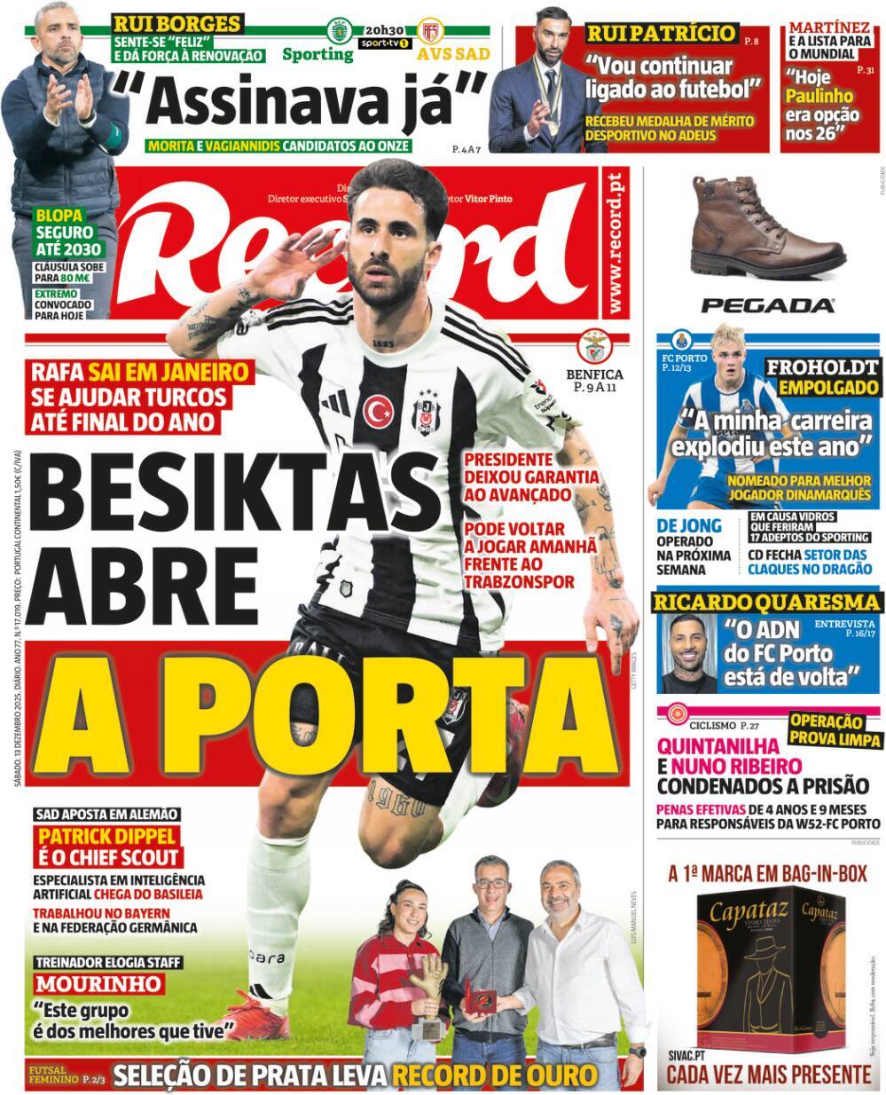 Record: Capa da Edi&ccedil;&atilde;o de s&aacute;bado, 13 de dezembro 2025