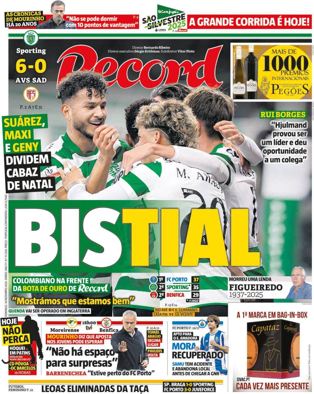 Record: Capa da Edi&ccedil;&atilde;o de domingo, 14 de dezembro 2025