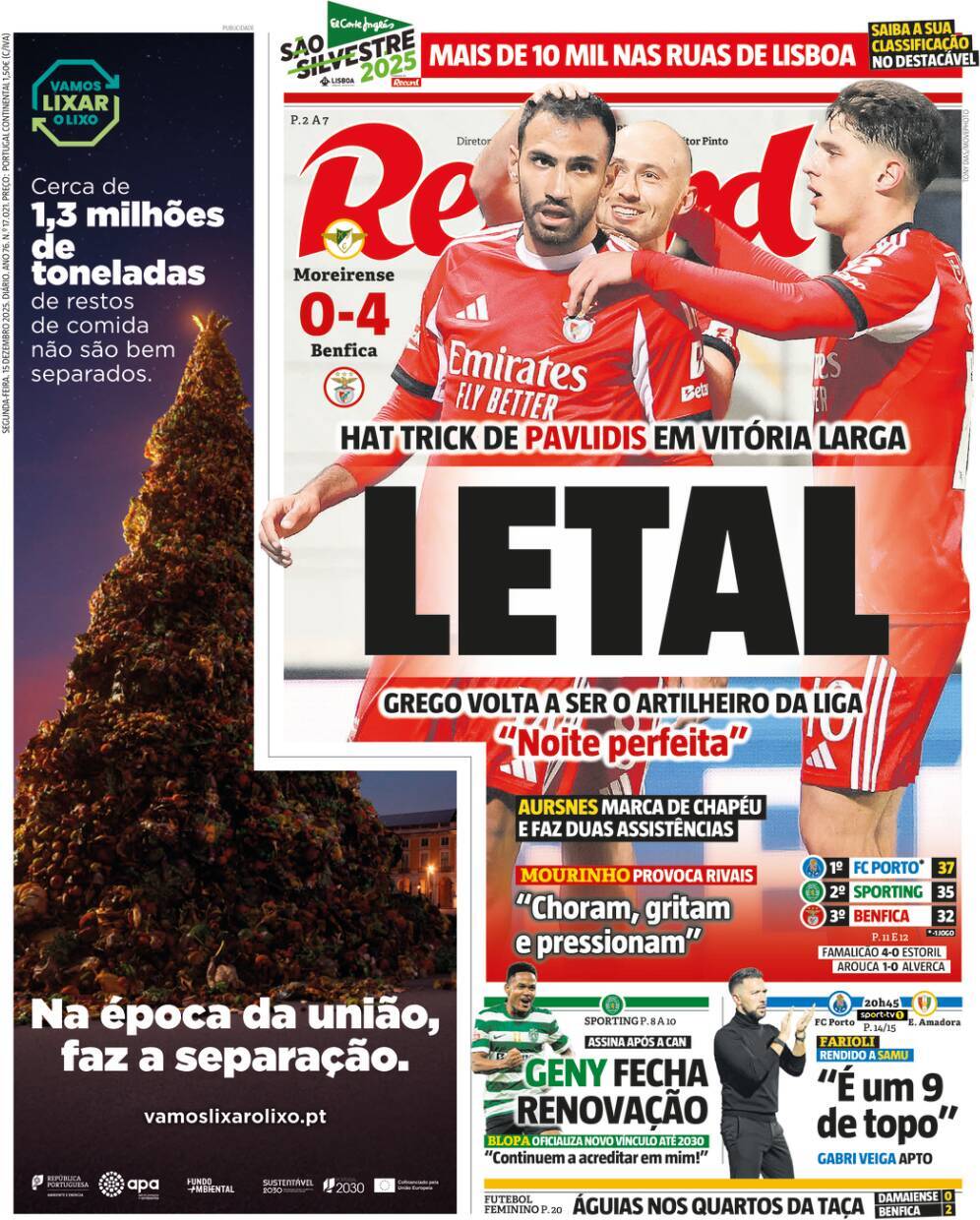 Record: Capa da Edi&ccedil;&atilde;o de segunda-feira, 15 de dezembro 2025