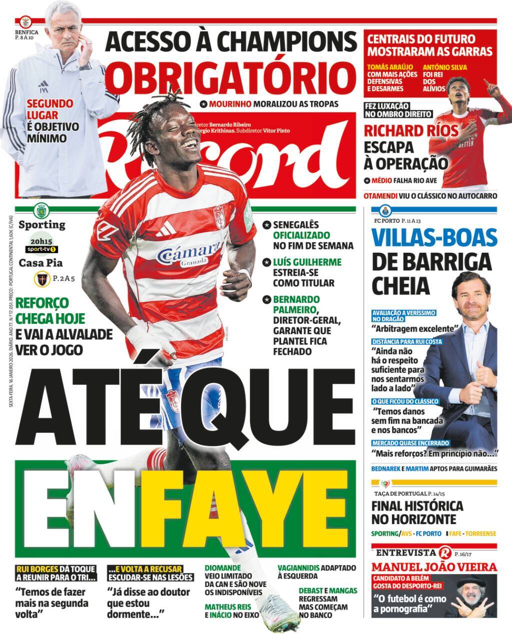 Record: Capa da Edi&ccedil;&atilde;o de sexta-feira, 16 de janeiro 2026
