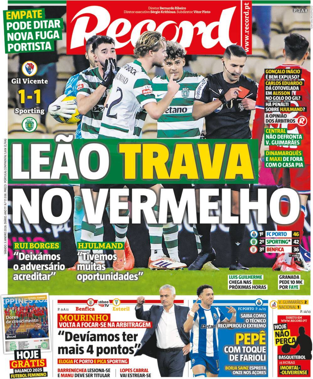 Record: Capa da Edi&ccedil;&atilde;o de s&aacute;bado, 03 de janeiro 2026