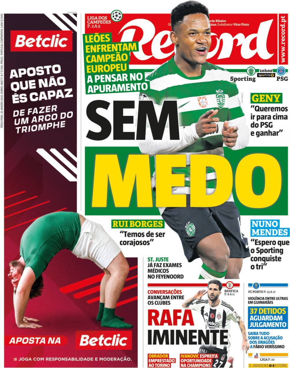 Record: Capa da Edi&ccedil;&atilde;o de ter&ccedil;a-feira, 20 de janeiro 2026