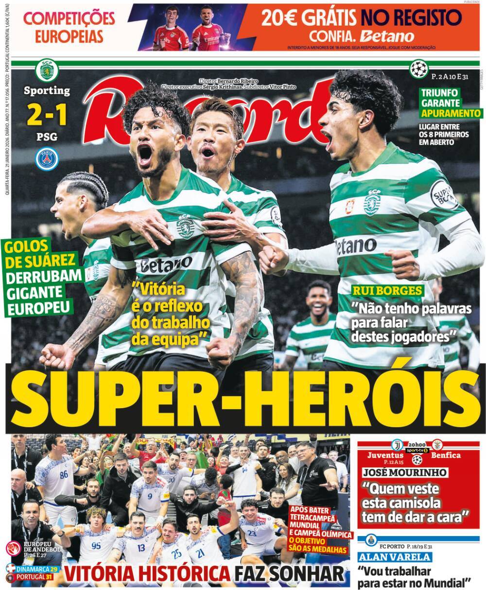 Record: Capa da Edi&ccedil;&atilde;o de quarta-feira, 21 de janeiro 2026