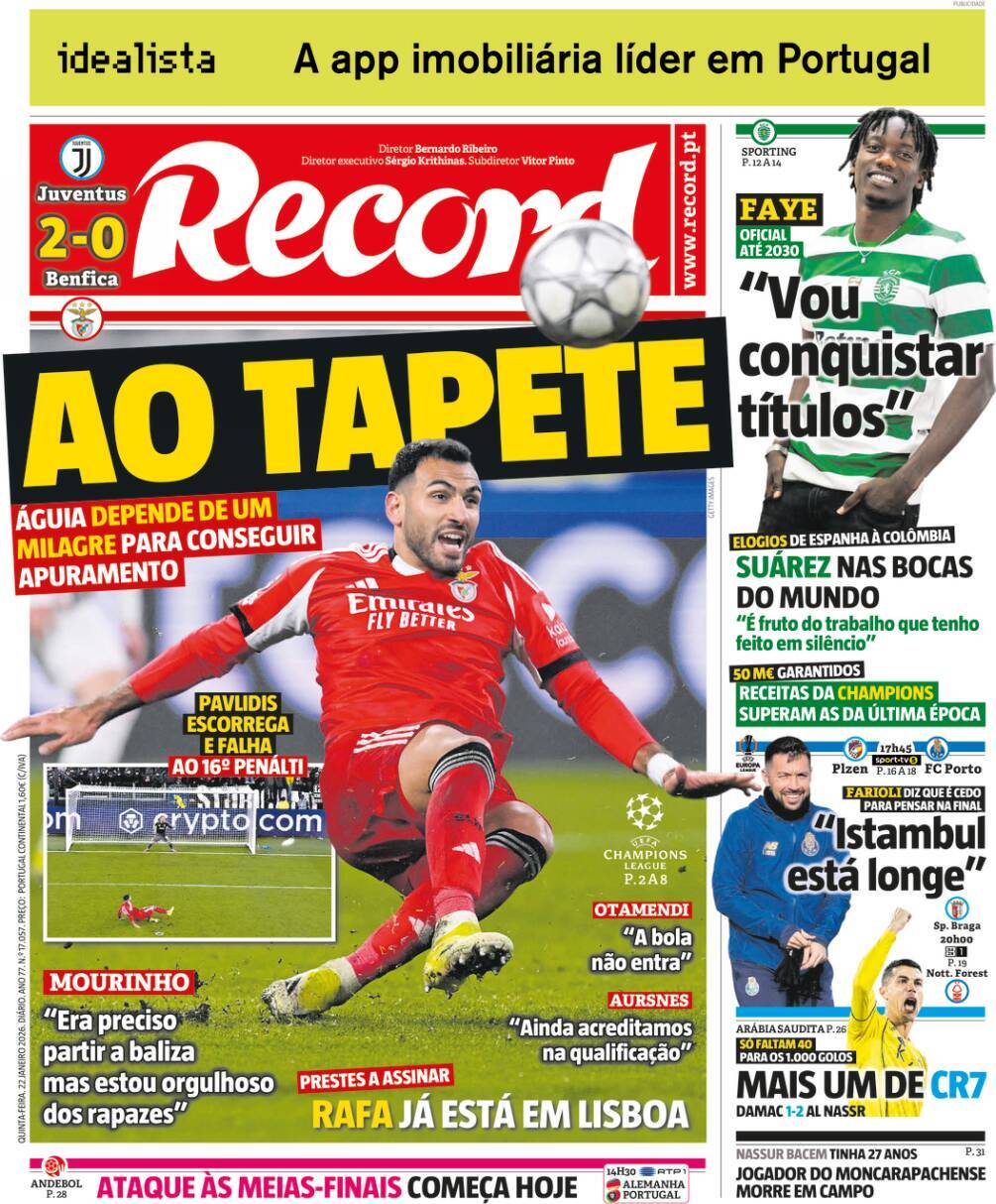 Record: Capa da Edi&ccedil;&atilde;o de quinta-feira, 22 de janeiro 2026