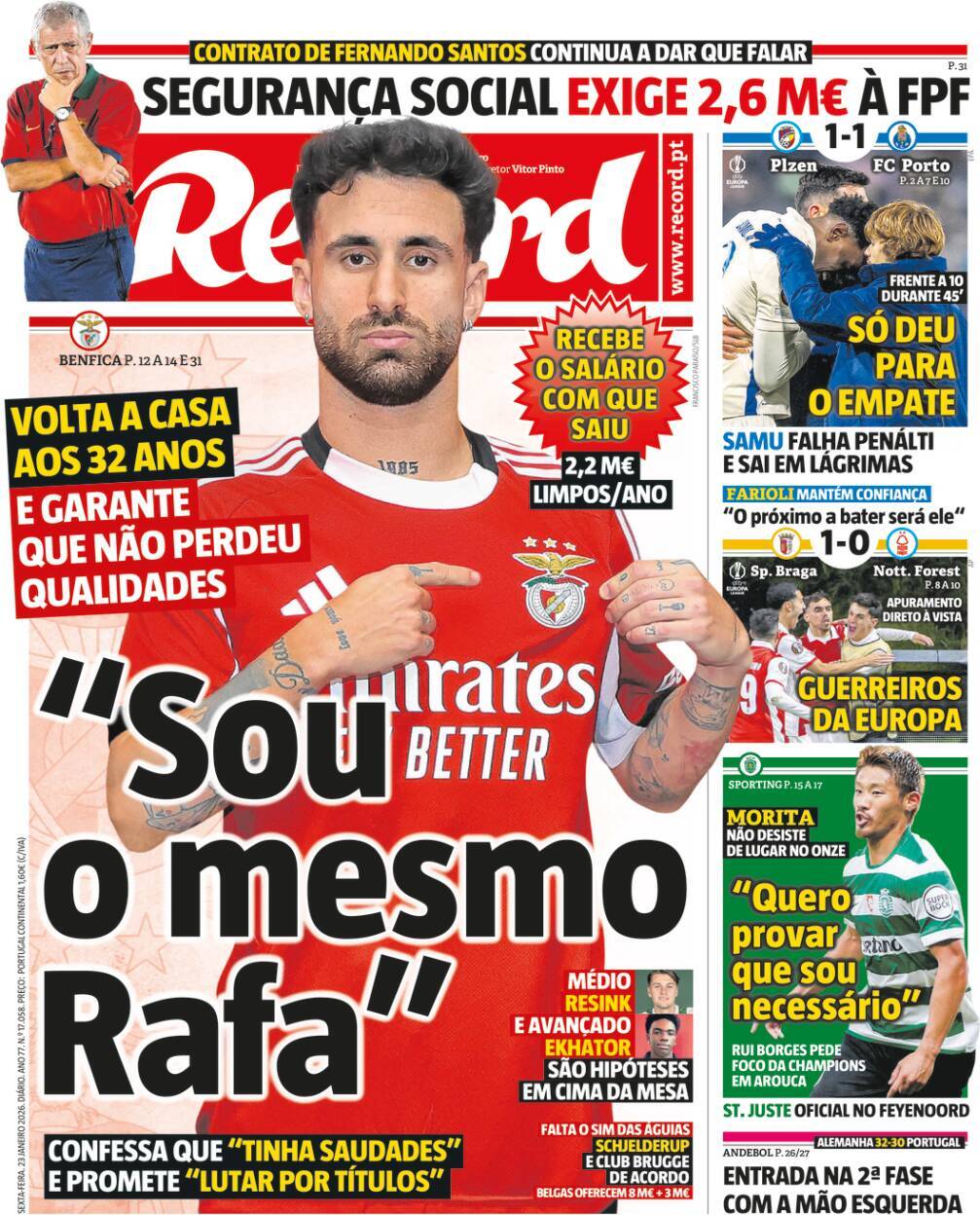 Record: Capa da Edi&ccedil;&atilde;o de sexta-feira, 23 de janeiro 2026