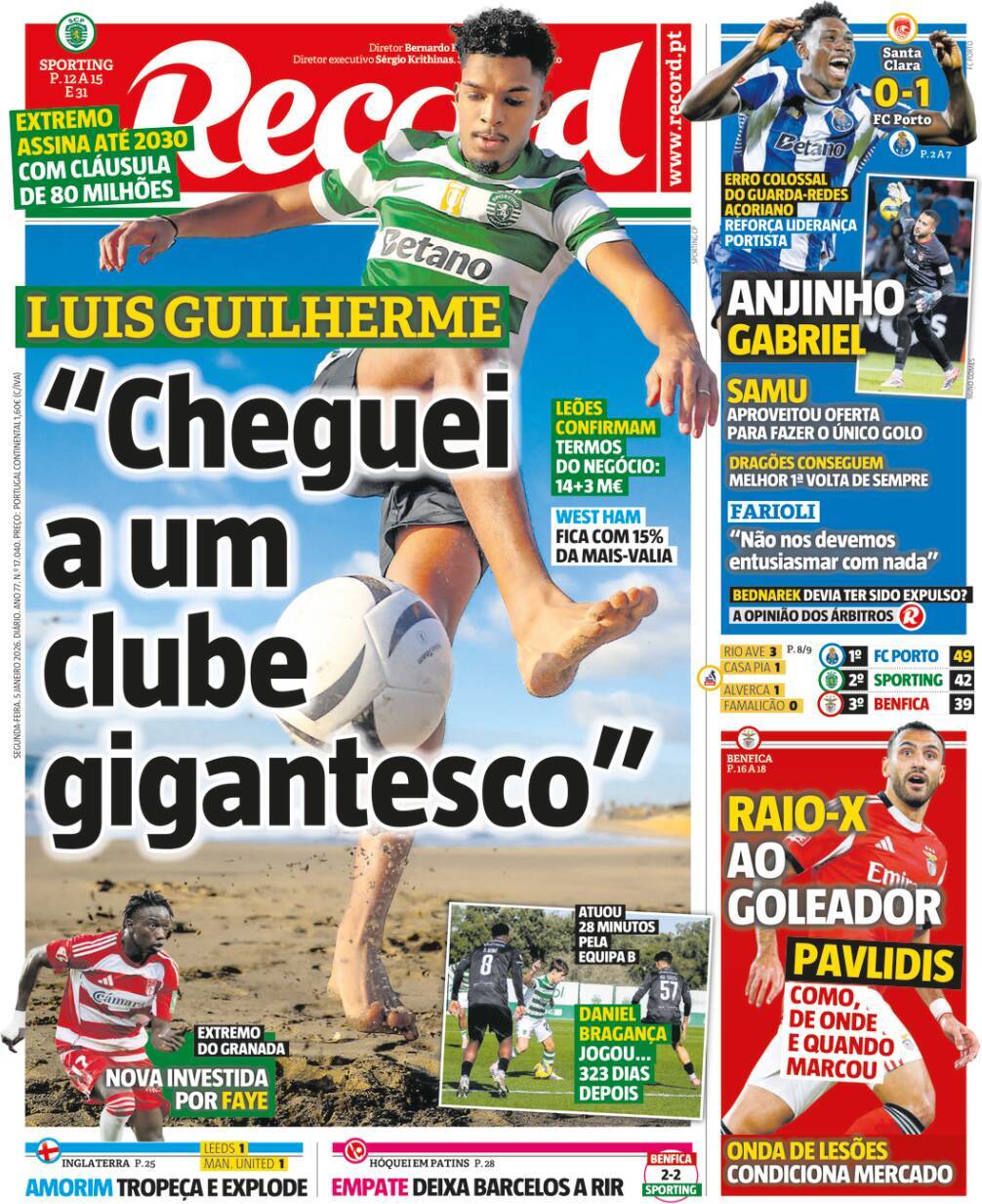 Record: Capa da Edi&ccedil;&atilde;o de segunda-feira, 05 de janeiro 2026