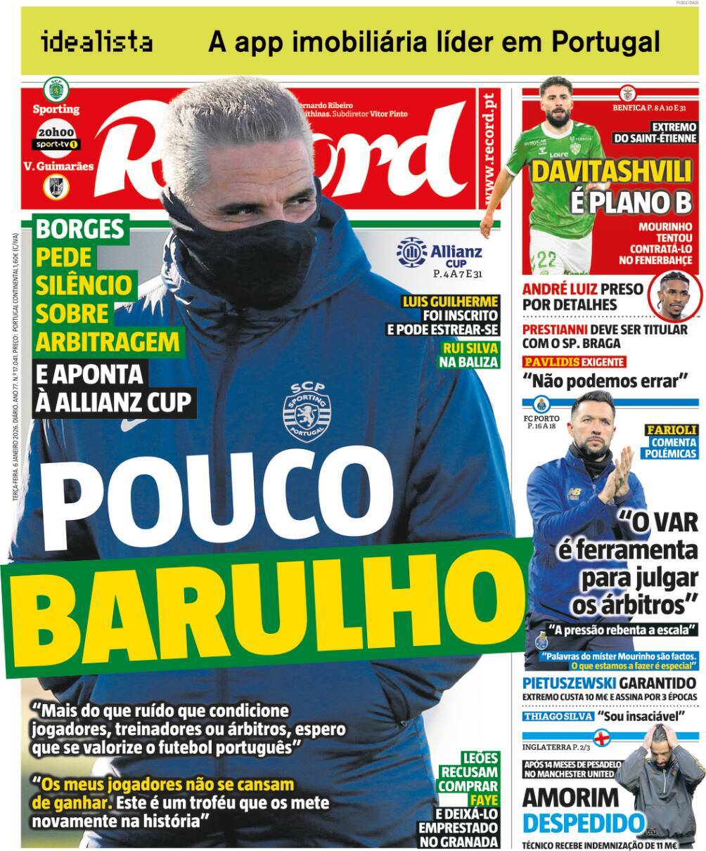 Record: Capa da Edi&ccedil;&atilde;o de ter&ccedil;a-feira, 06 de janeiro 2026