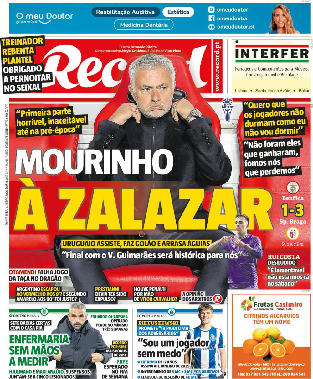 Record: Capa da Edi&ccedil;&atilde;o de quinta-feira, 08 de janeiro 2026