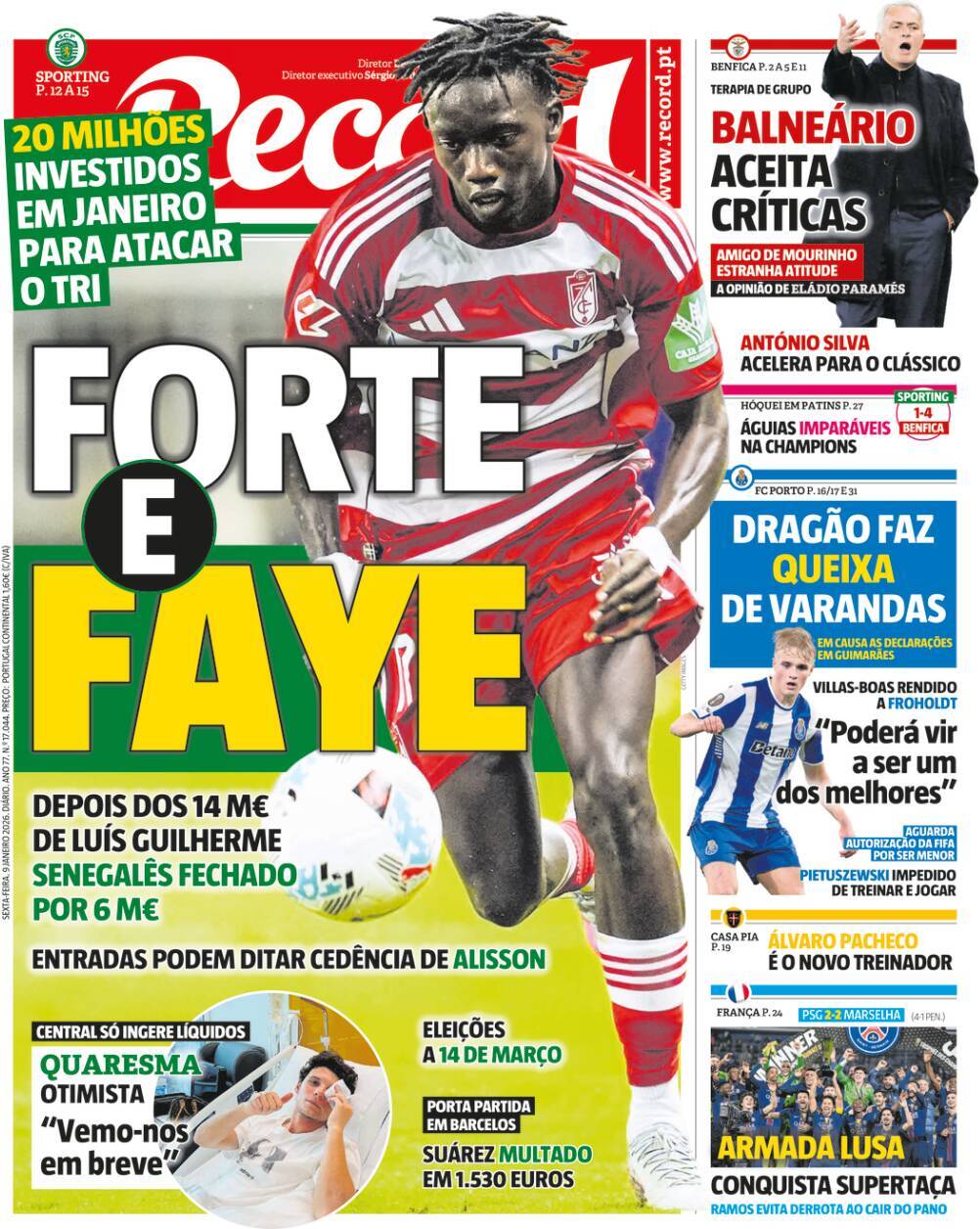 Record: Capa da Edi&ccedil;&atilde;o de sexta-feira, 09 de janeiro 2026