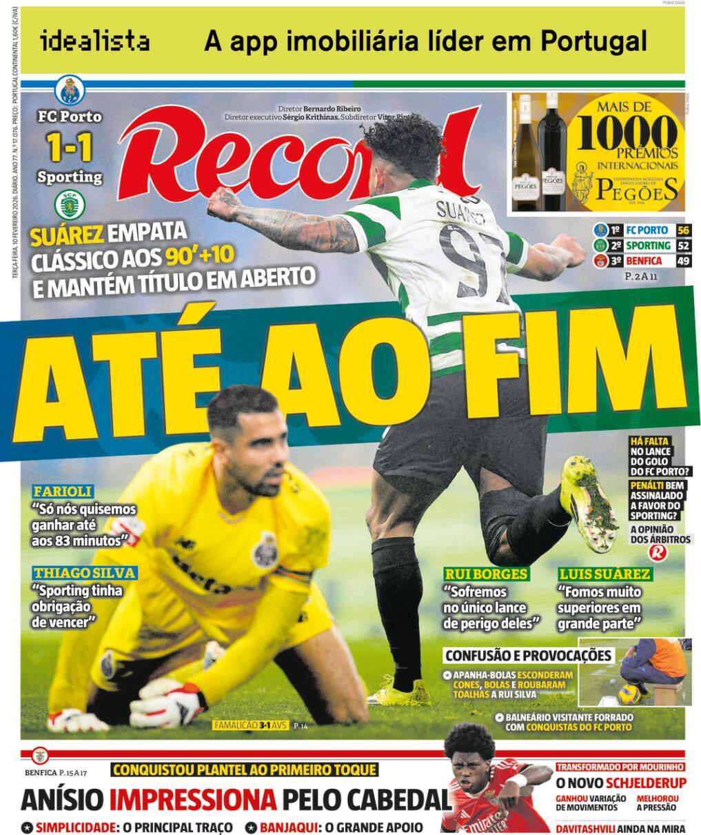 Record: Capa da Edi&ccedil;&atilde;o de ter&ccedil;a-feira, 10 de fevereiro 2026