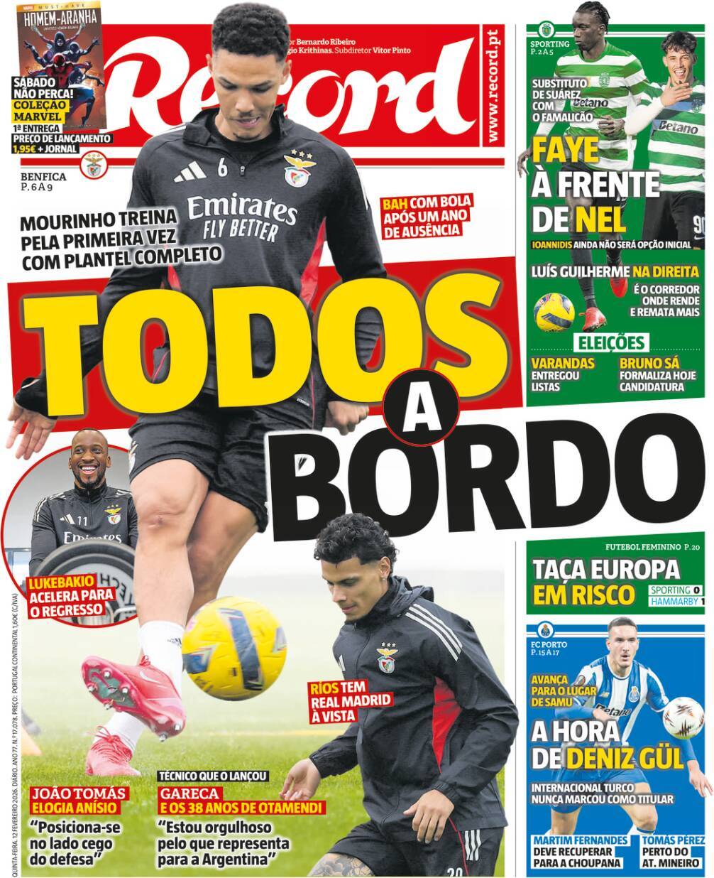 Record: Capa da Edi&ccedil;&atilde;o de quinta-feira, 12 de fevereiro 2026