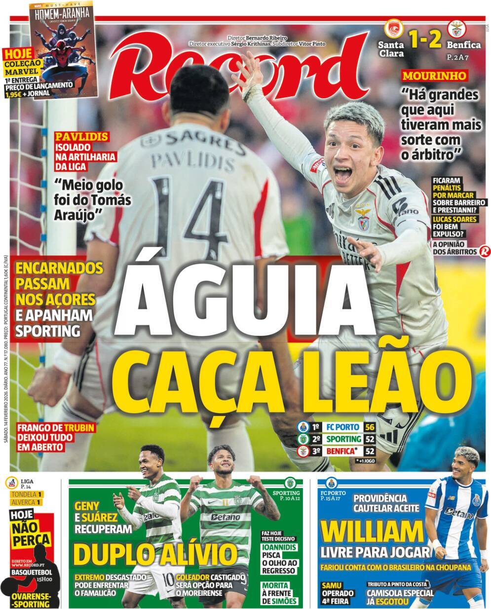 Record: Capa da Edi&ccedil;&atilde;o de s&aacute;bado, 14 de fevereiro 2026