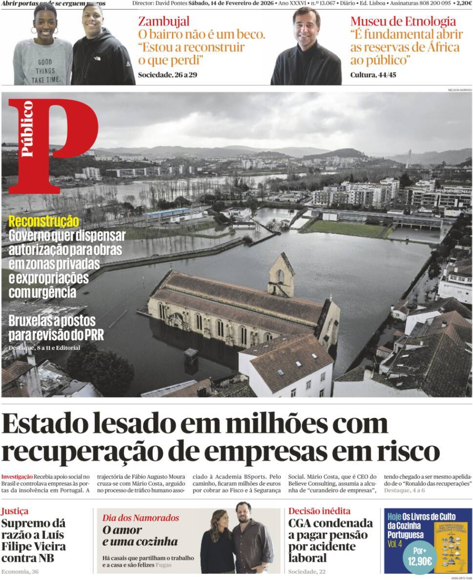P&uacute;blico: Capa da Edi&ccedil;&atilde;o de s&aacute;bado, 14 de fevereiro 2026