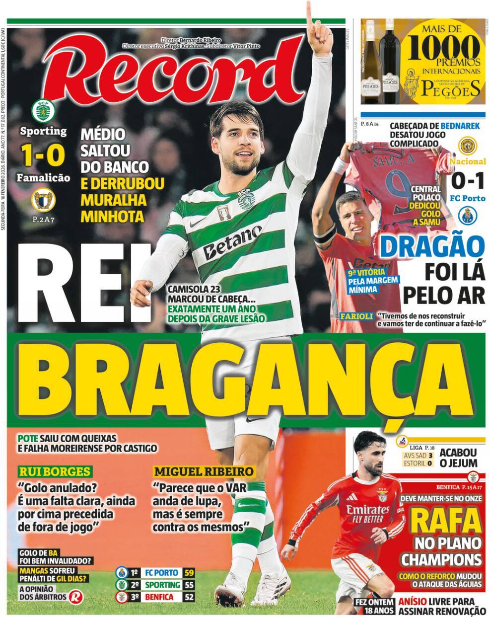 Record: Capa da Edi&ccedil;&atilde;o de segunda-feira, 16 de fevereiro 2026