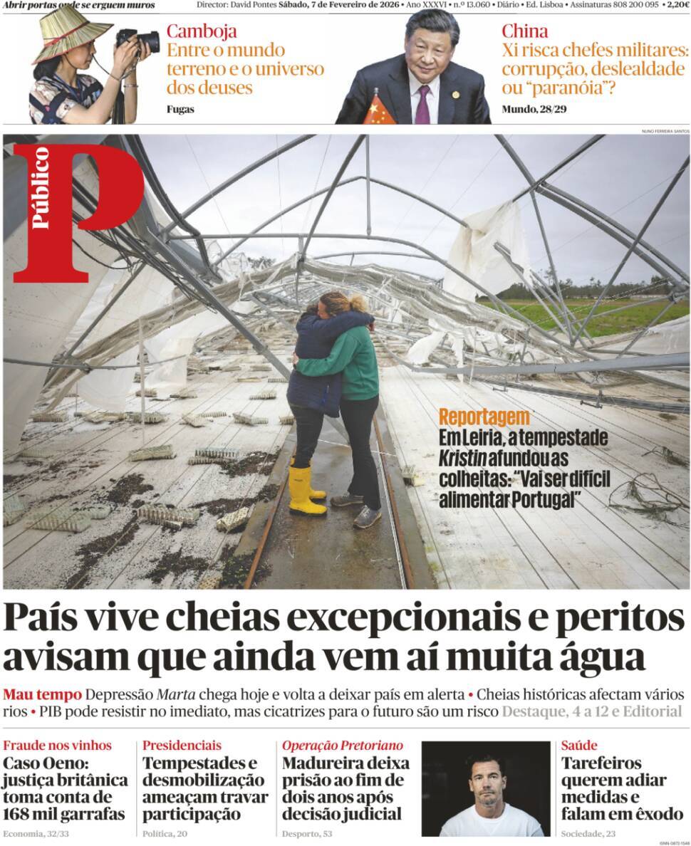 P&uacute;blico: Capa da Edi&ccedil;&atilde;o de s&aacute;bado, 07 de fevereiro 2026