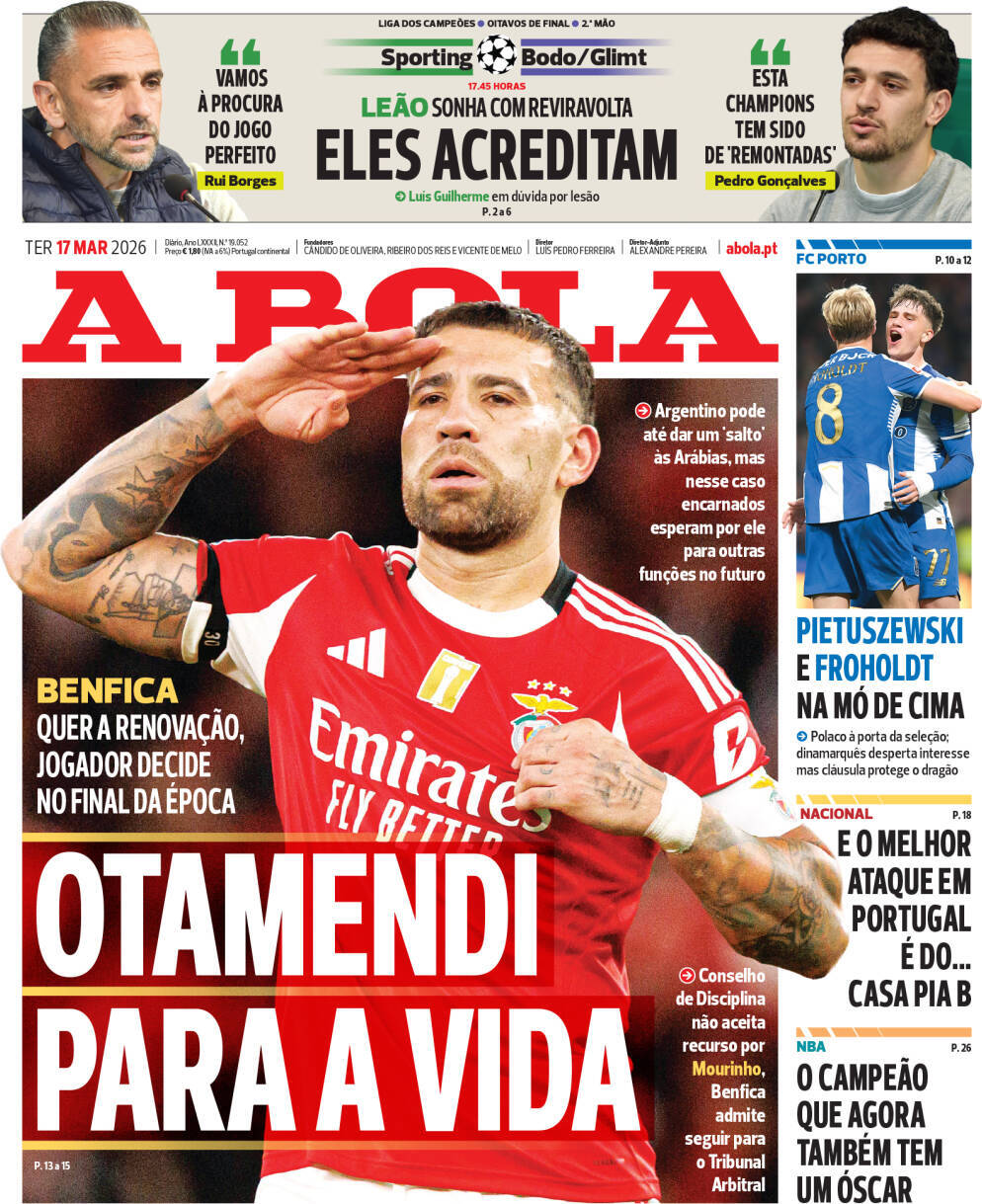 capa Jornal A Bola