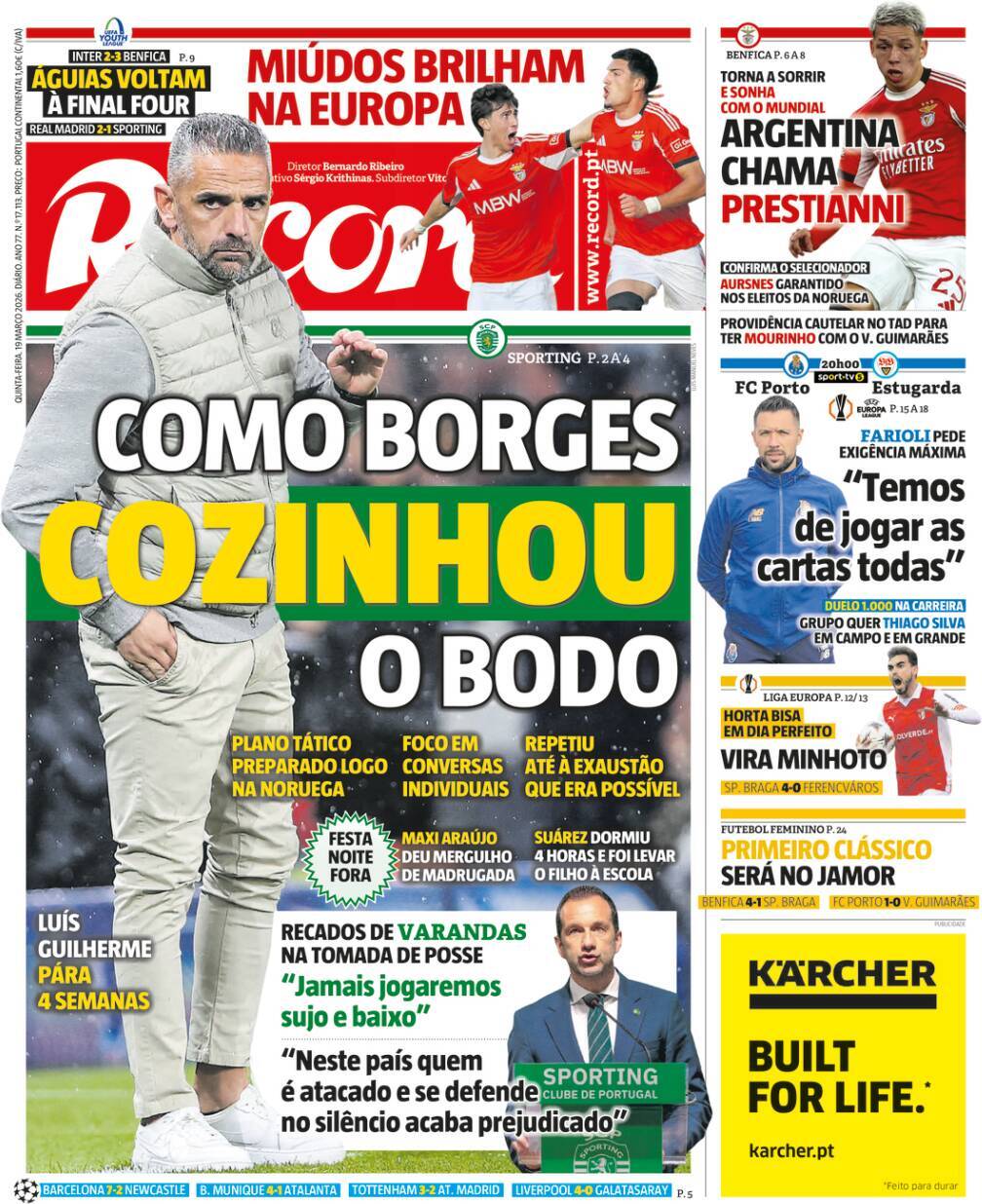 Record: Capa da Edi&ccedil;&atilde;o de quinta-feira, 19 de mar&ccedil;o 2026