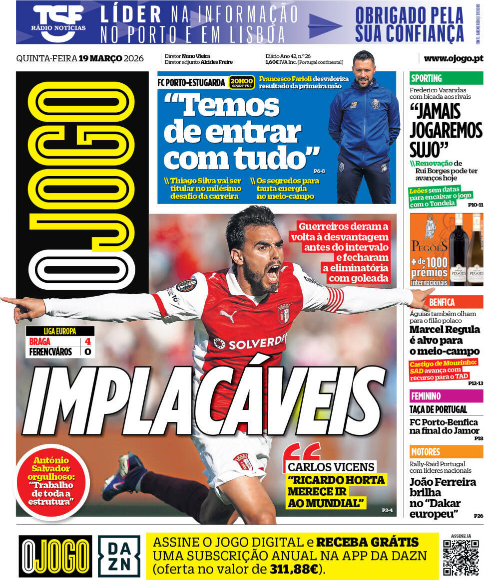 capa Jornal O Jogo