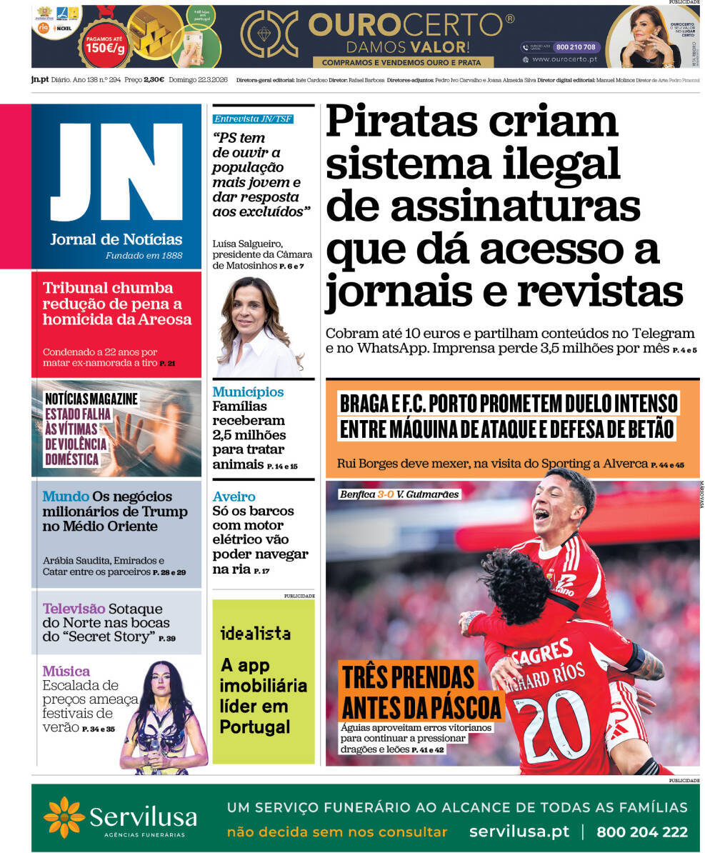 capa Jornal de Notícias