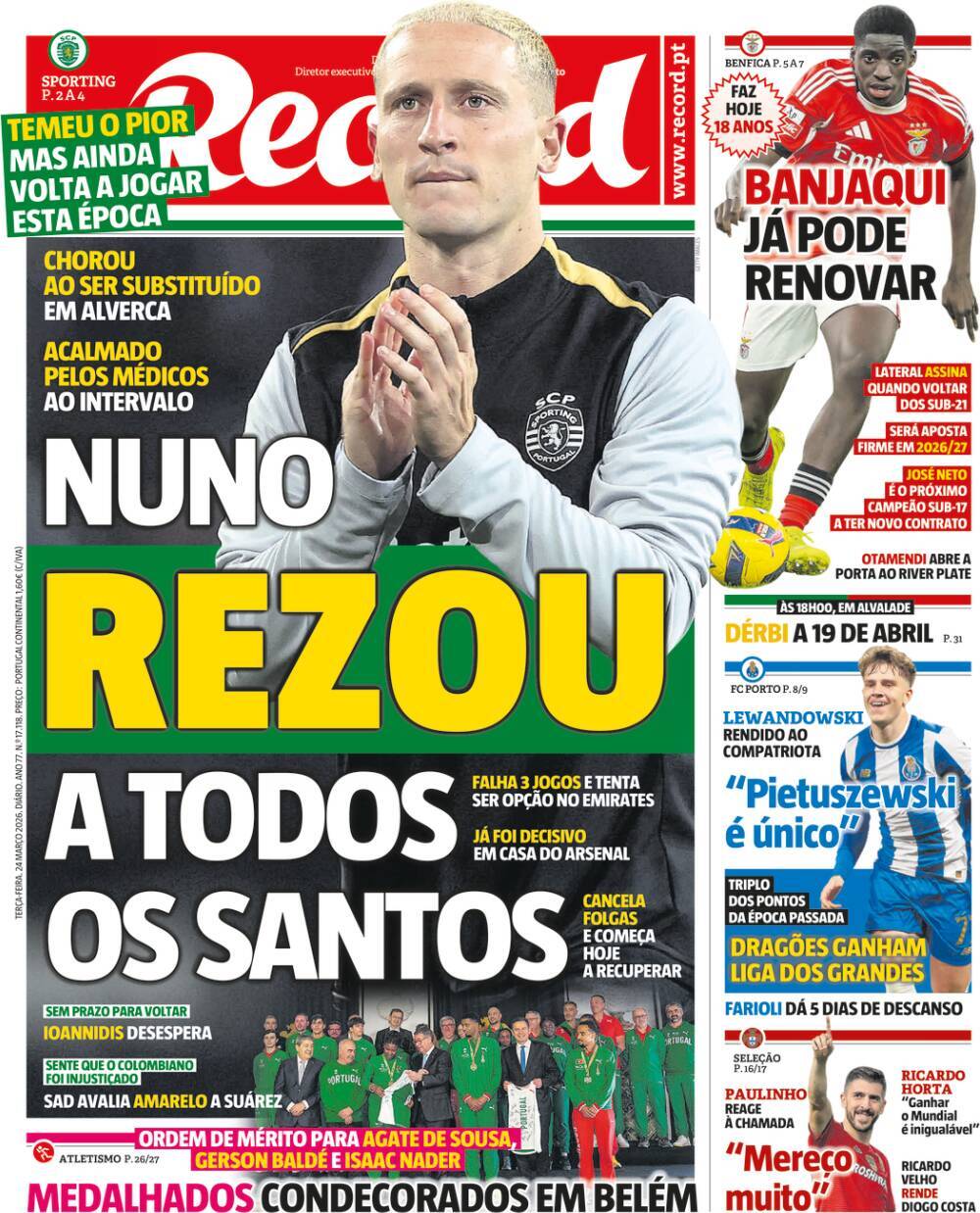 Record: Capa da Edi&ccedil;&atilde;o de ter&ccedil;a-feira, 24 de mar&ccedil;o 2026