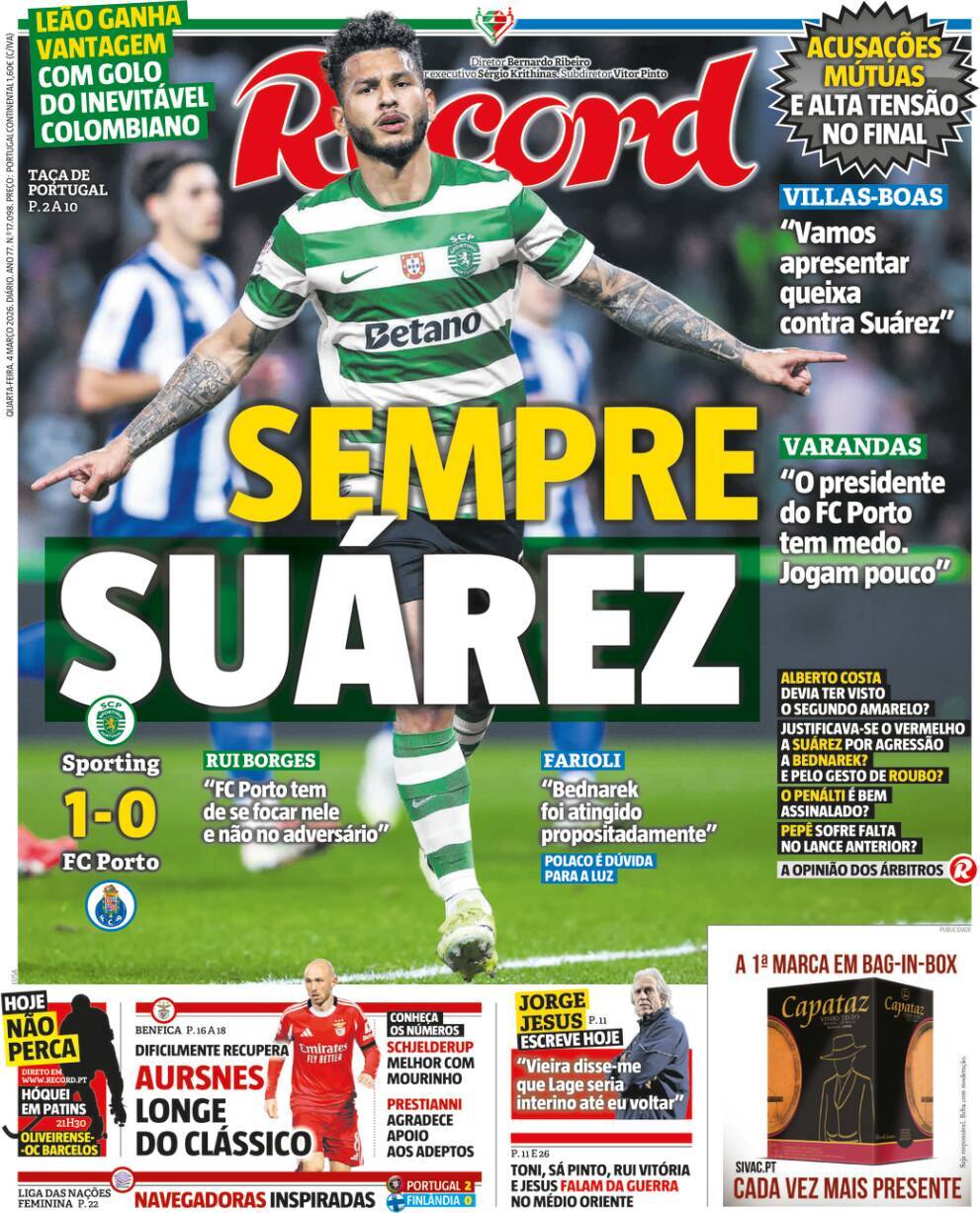 Record: Capa da Edi&ccedil;&atilde;o de quarta-feira, 04 de mar&ccedil;o 2026