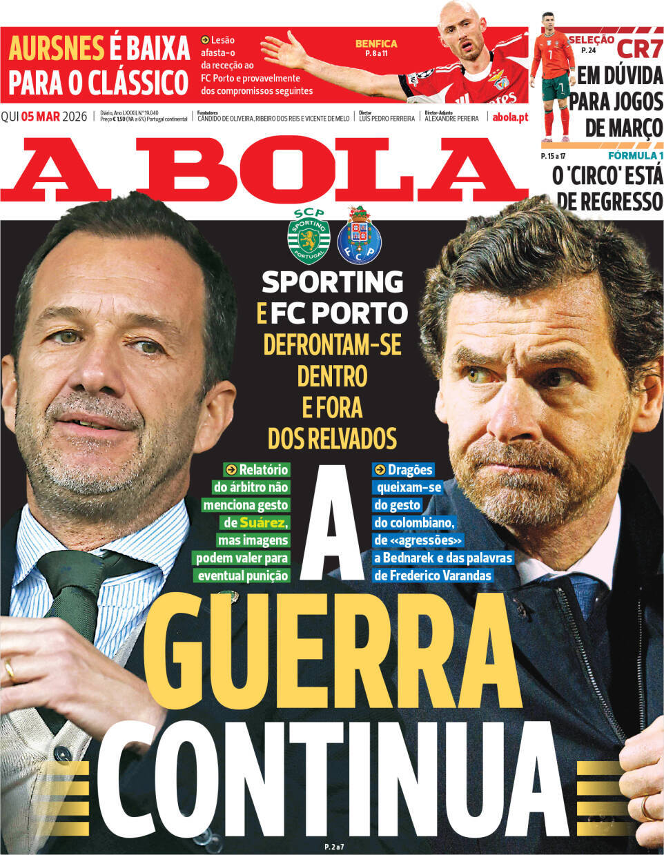 capa Jornal A Bola