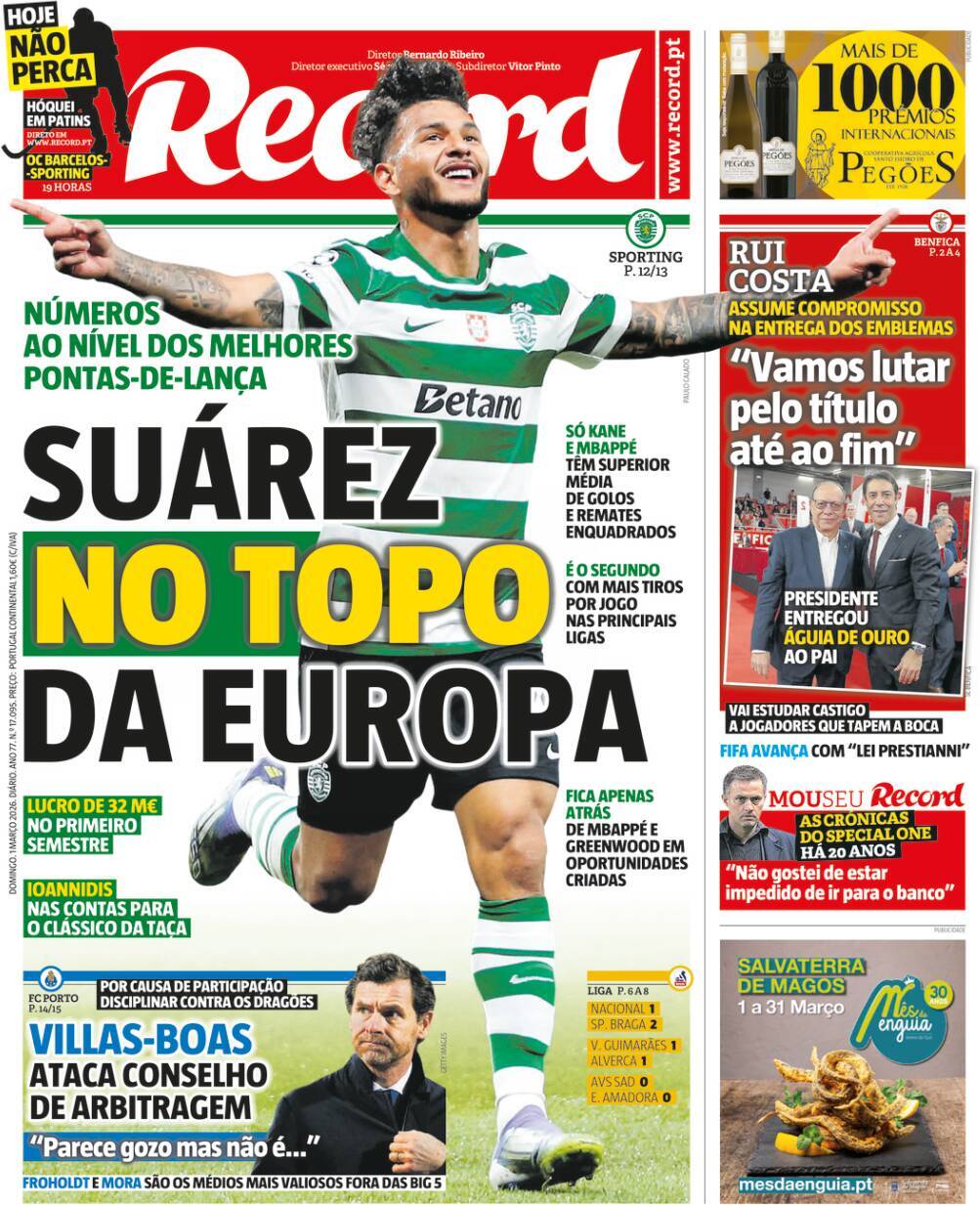 Record: Capa da Edi&ccedil;&atilde;o de domingo, 01 de mar&ccedil;o 2026