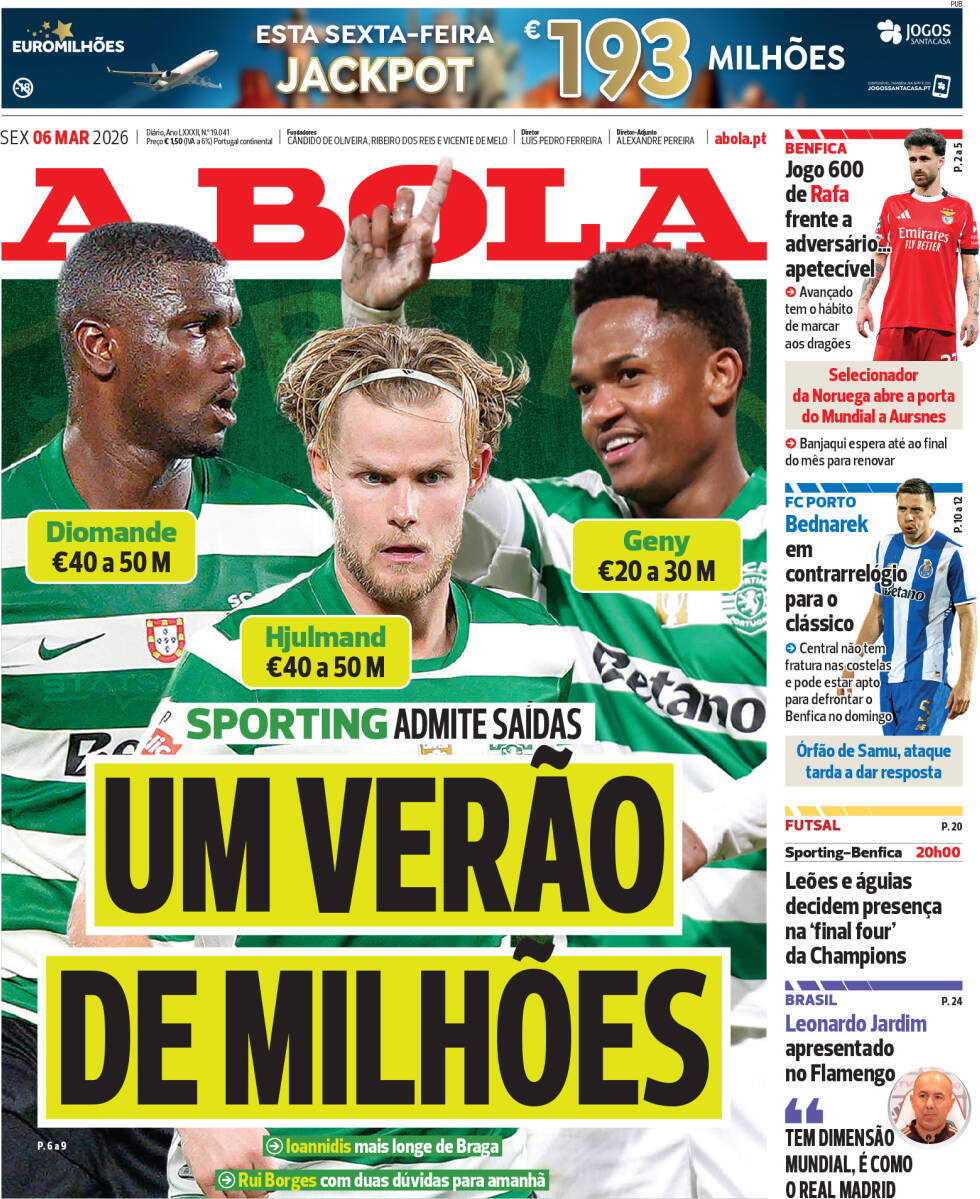 capa Jornal A Bola