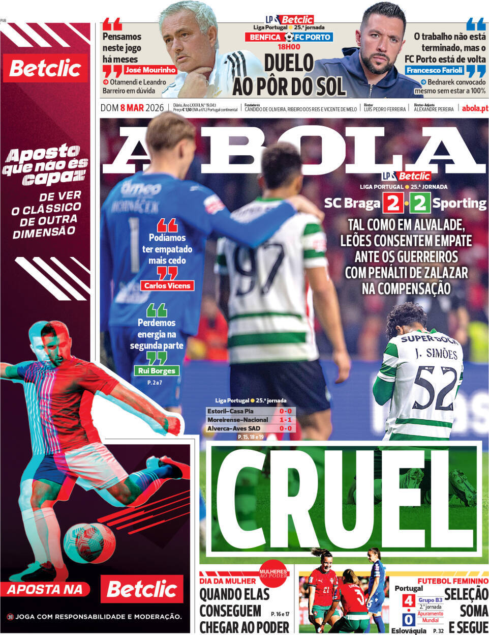 capa Jornal A Bola