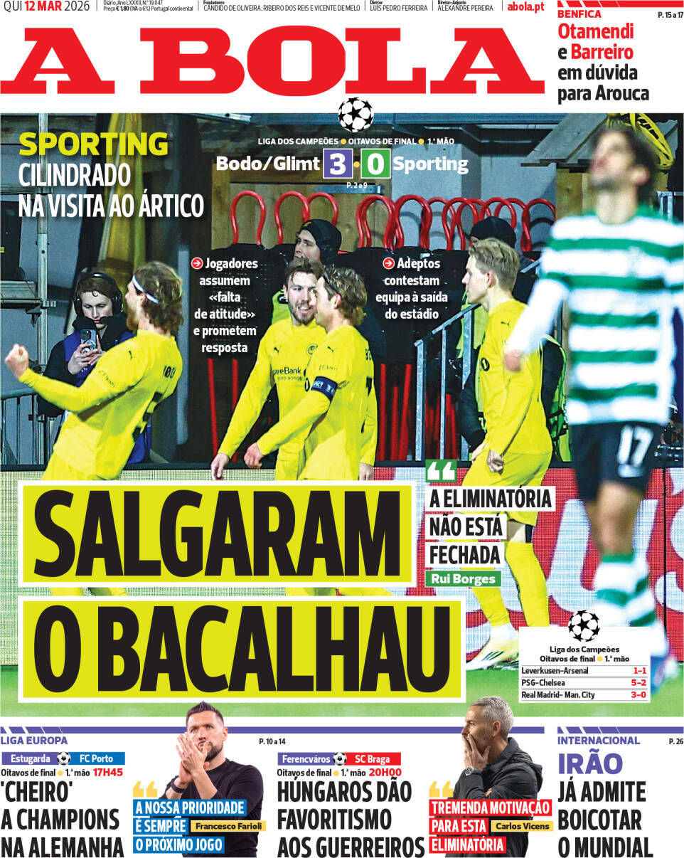 capa Jornal A Bola