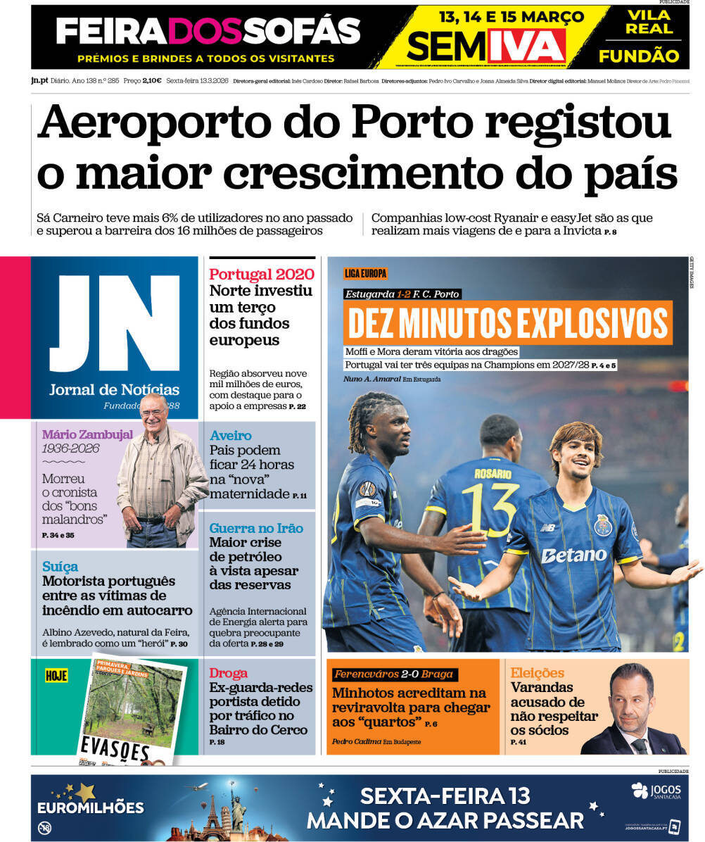 capa Jornal de Notícias