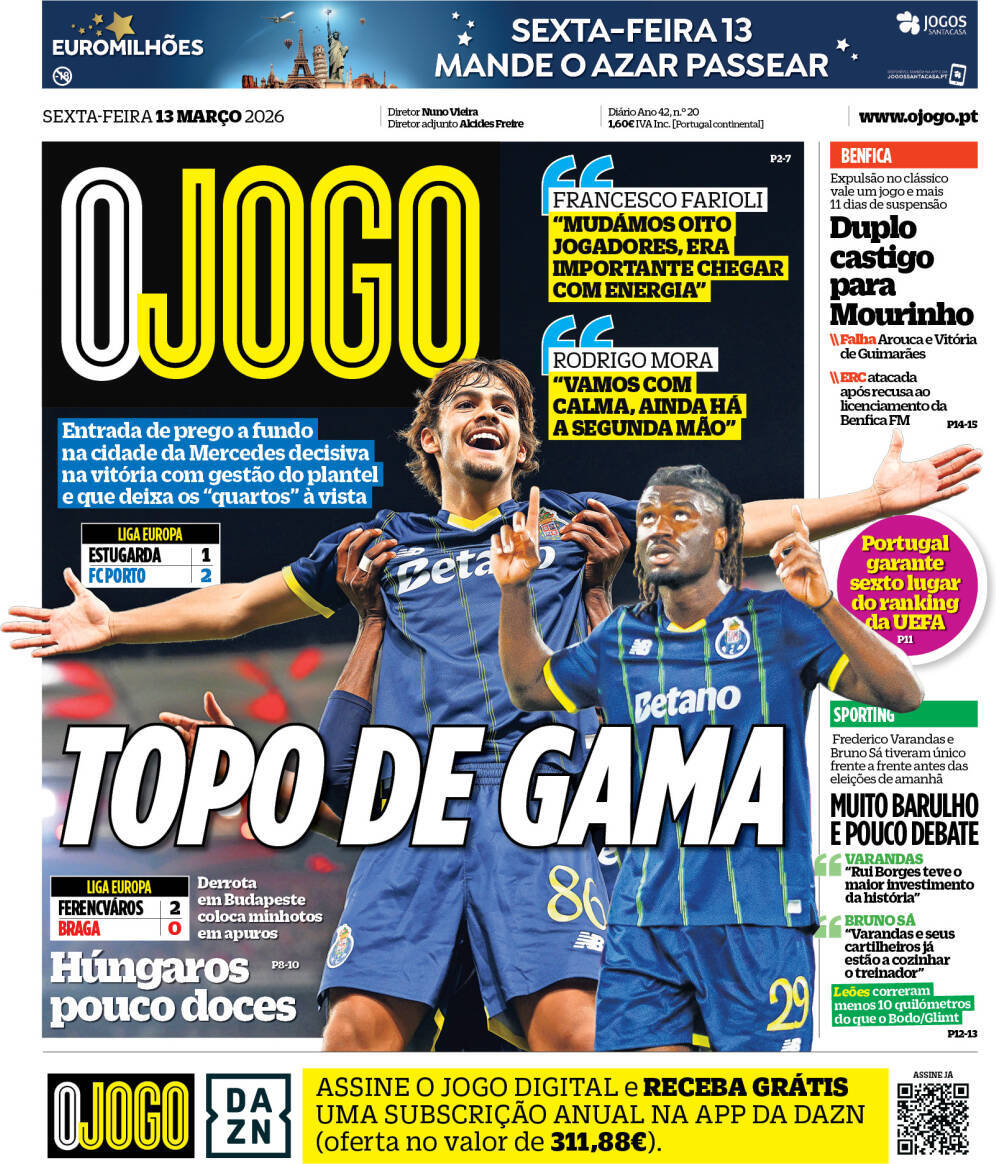 capa Jornal O Jogo