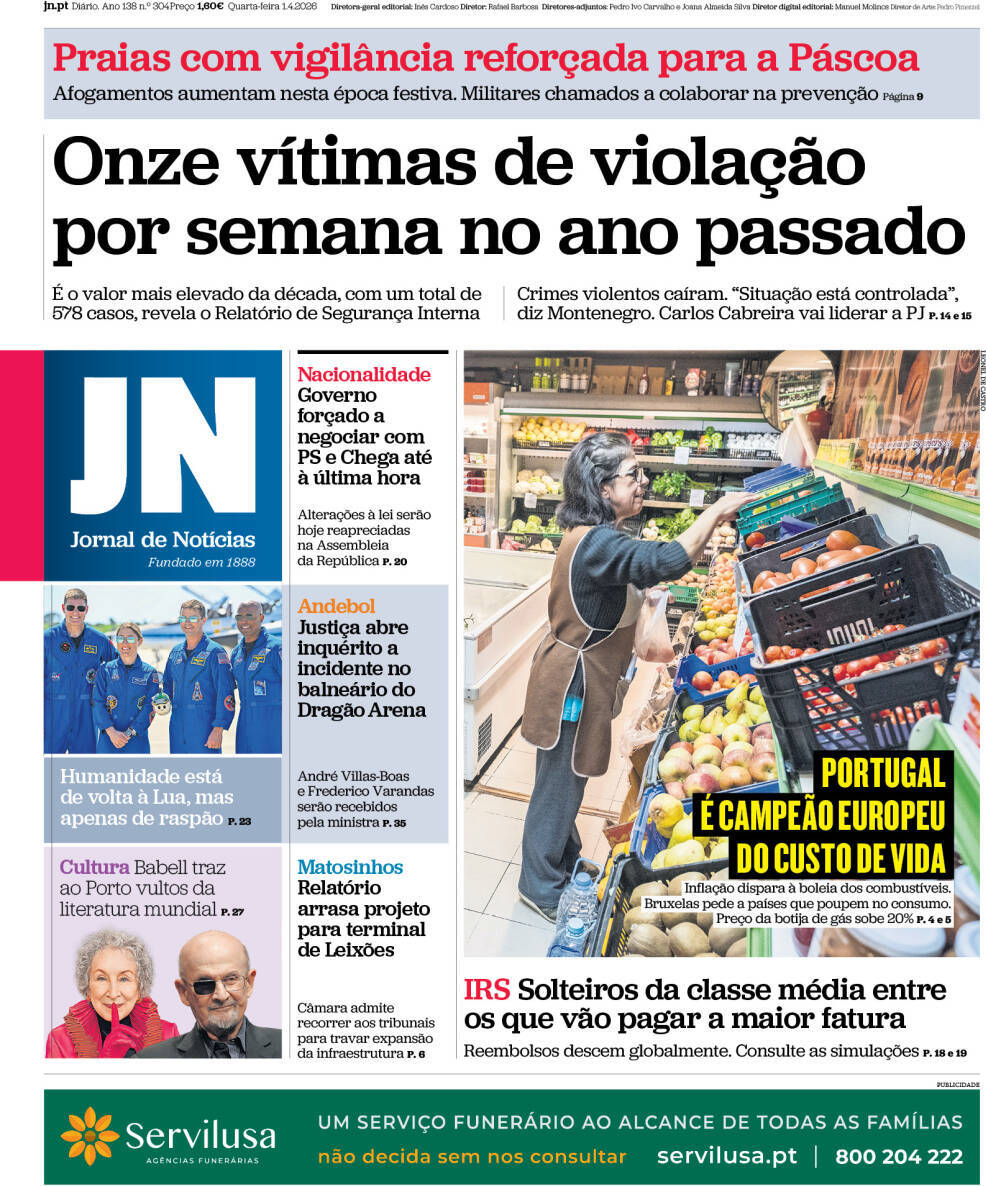 capa Jornal de Notícias