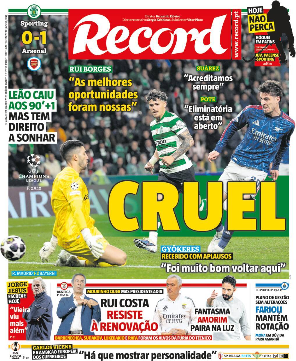 Record: Capa da Edi&ccedil;&atilde;o de quarta-feira, 08 de abril 2026