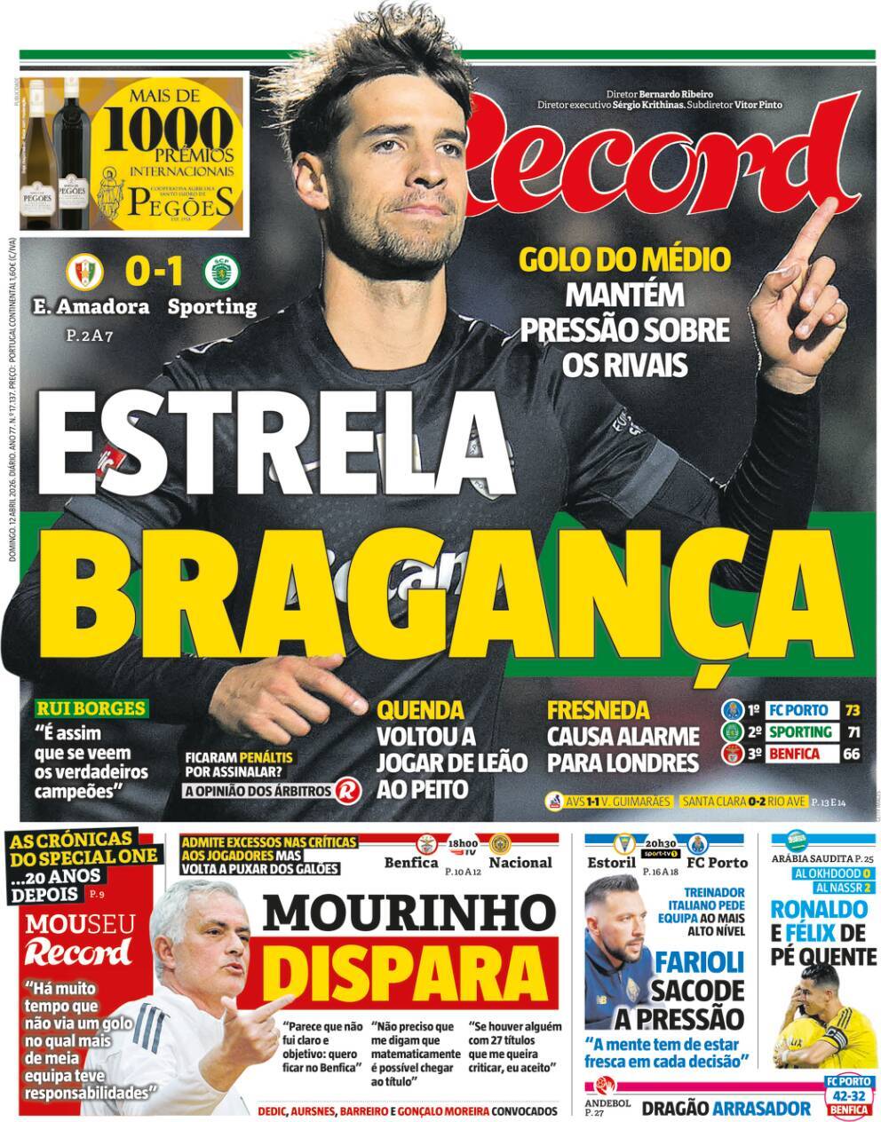 Record: Capa da Edi&ccedil;&atilde;o de domingo, 12 de abril 2026